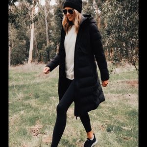 lululemon sleet street long jacket goose down black sz4 new w tag